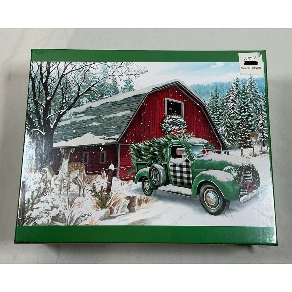 Christmas Party Oversized Puzzle 1000 Pc Farm Truck Barn Deer Sealed